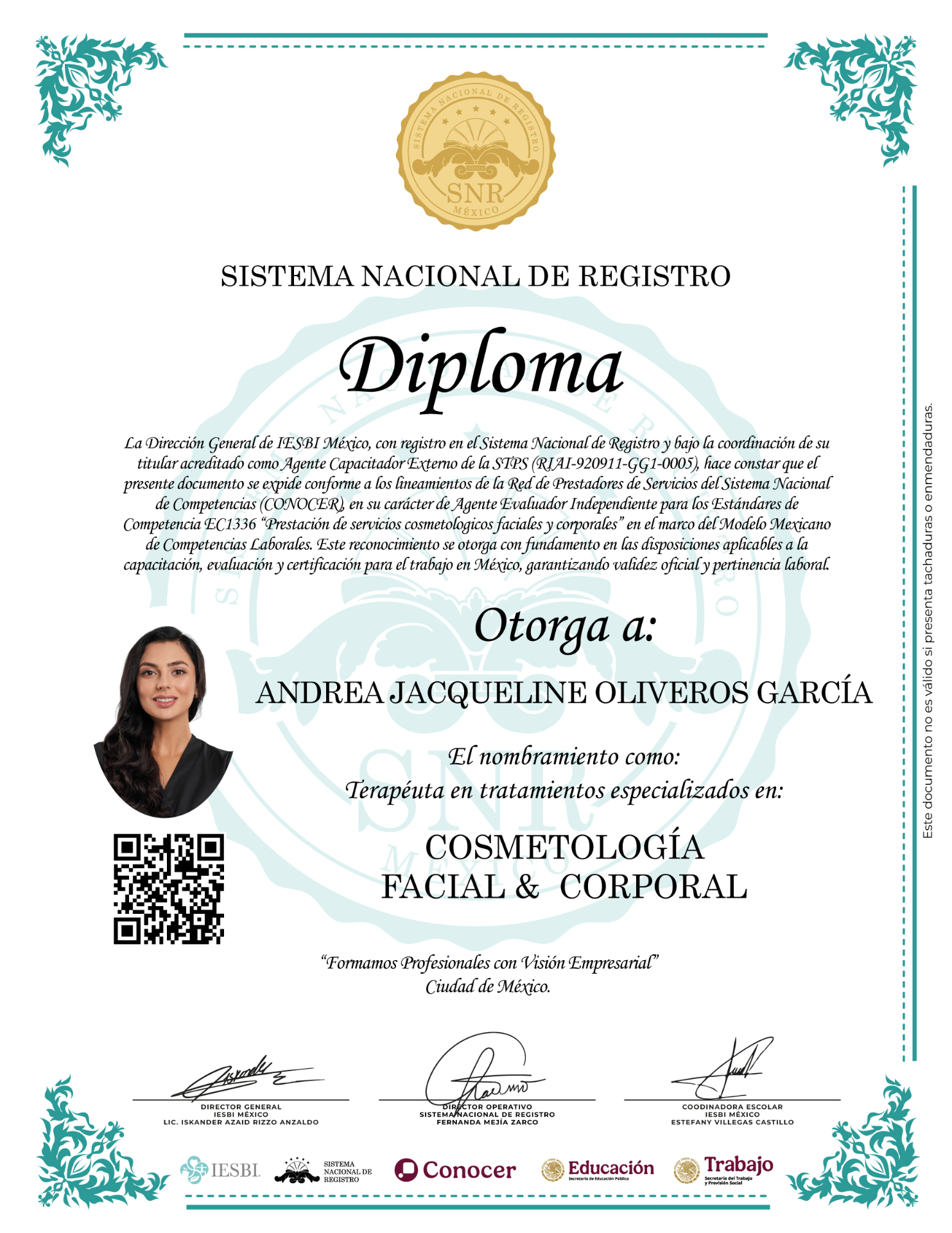 Diploma institucional – frente