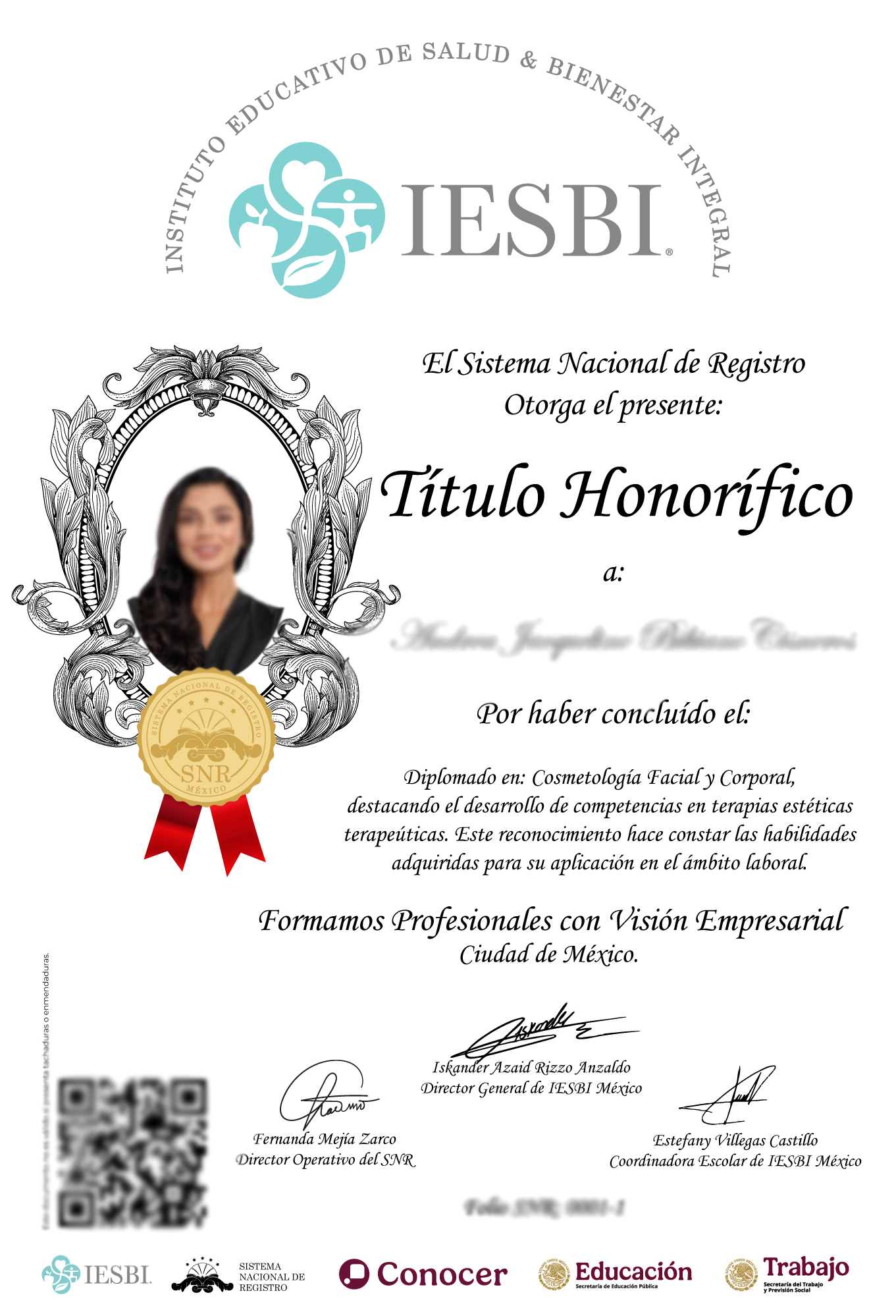 Título honorífico – frente